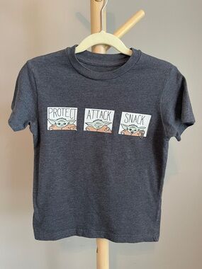 ⭐️⭐️ PICK 5 / $20 Kids Charcoal 'Protect Attack Snack' Star Wars Graphic Tee XS